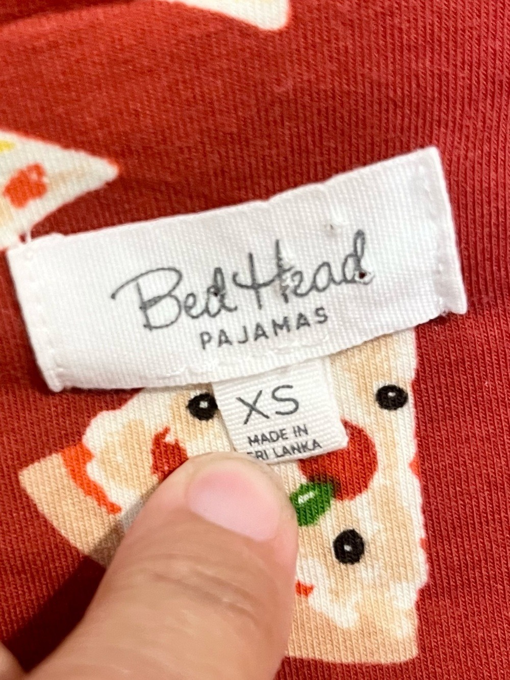 BedHead Pizza Party Organic Cotton Pizza Print Pajama Top XS Button Front PJ Top - Picture 2 of 7
